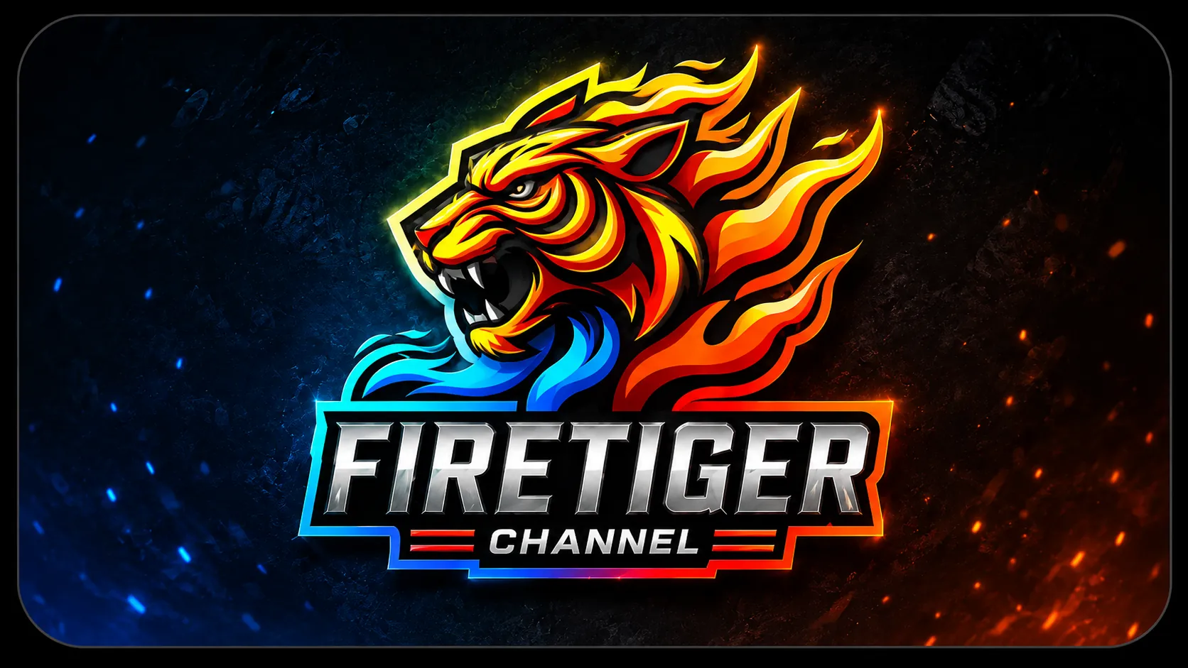 Arte Firetiger Channel com tigre em chamas